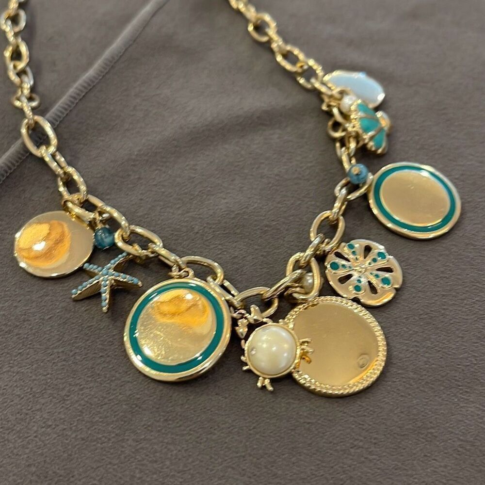 Crown & Ivy Womens Montauk Weekend Sea Charm Bracelet Goldtone NWT